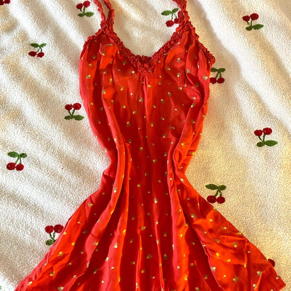 Italian Summer Flowy Babydoll Mini Dress – Red Floral Sundress, Vacation Outfit